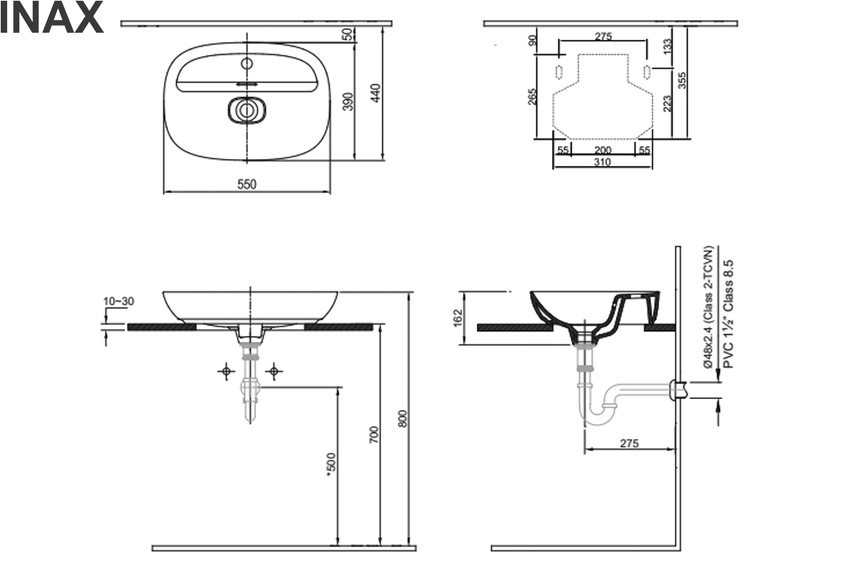 ban-ve-ky-thuat-lavabo-dat-ban-inax-al-662vfc